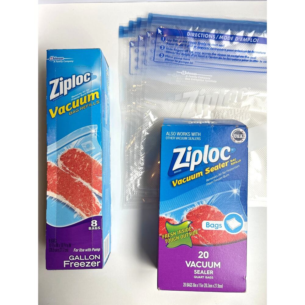 Ziploc Vacuum Sealer Bags – 8 Freezer, 20 Quart, 4 Sous Vide